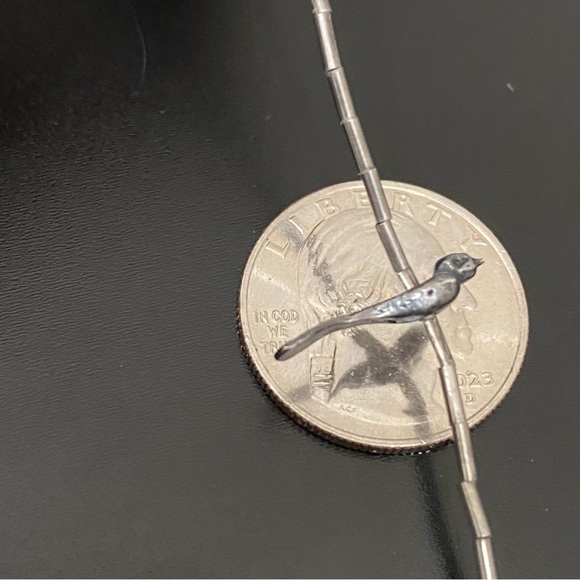 Vintage Native American Zuni Southwestern Liquid Silver Bird Fetish Necklace - Picture 8 of 16